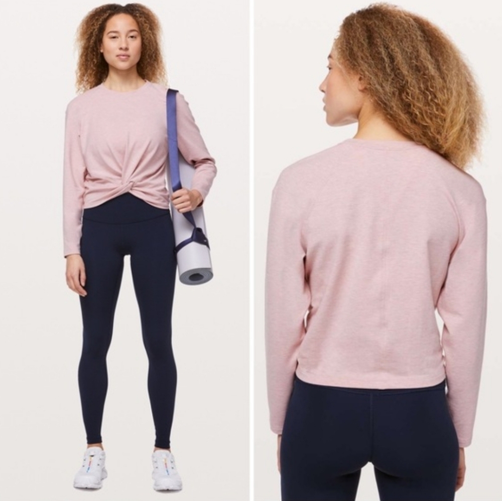 Lululemon Tuck And Gather Pullover Sweatshirt Heathered Coral Pink Size 8 10 Med